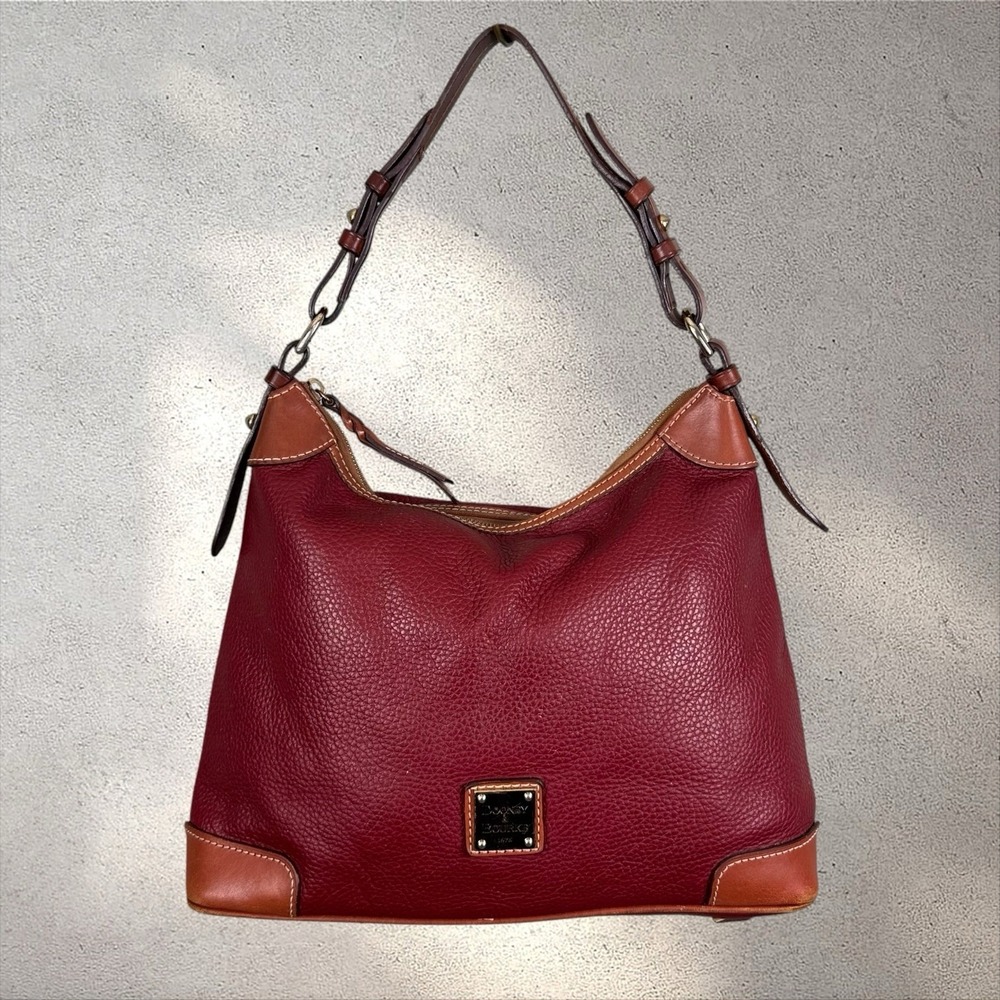 Dooney &‎ Bourke Pebble Grain Hobo Shoulder Bag Purse Wine Red